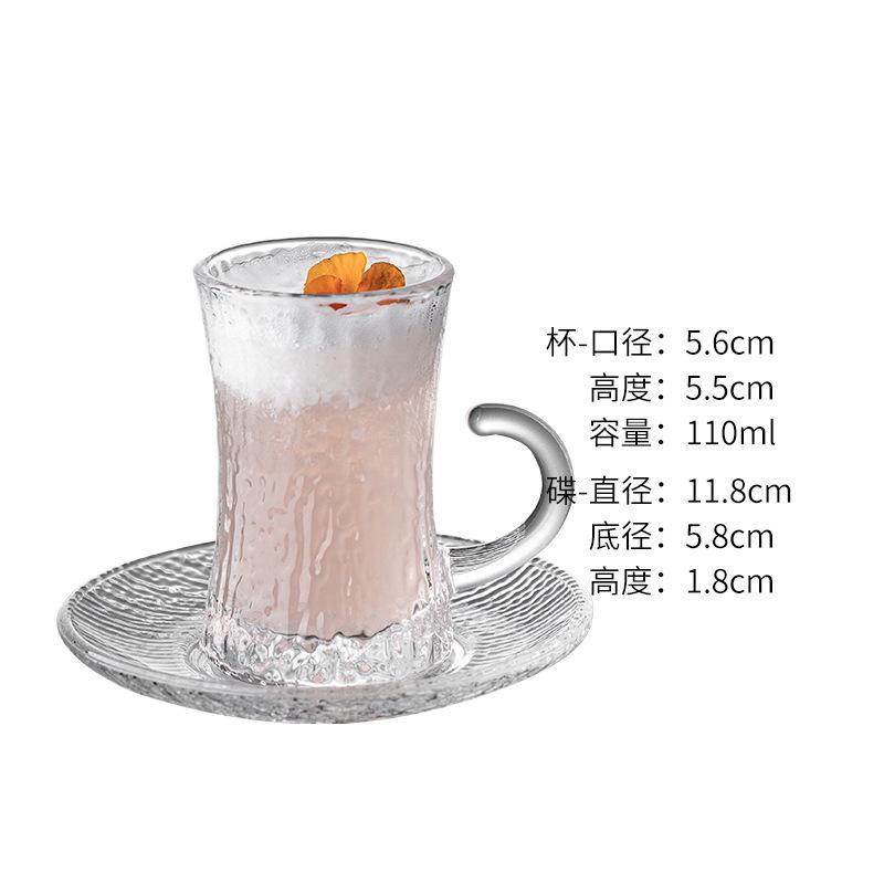 Transparente Glas-Kaffeetasse Untertasse Haushalt Schwarzer Tee Glas Wasserbecher Europäisch High-End Exquisit Nachmittagstee Tasse Dekoration