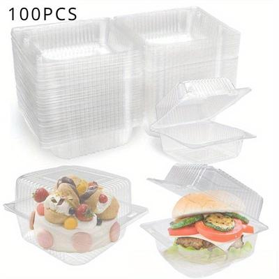 100PCS  Transparent Food Packaging Box Disposable Plastic Boxes Fruit Cake Dessert Storage Container Take Out Box Party Favors
