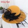 Cappello in Feltro di Lana a Tesa Larga Hebe per l'Inverno Elegante Vintage Accessori da Festa