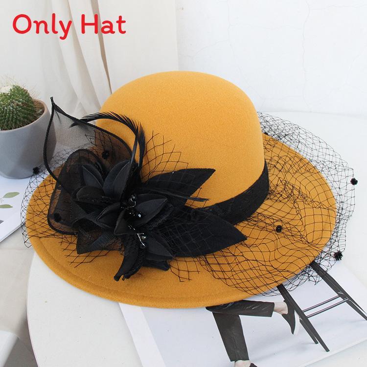Cappello in Feltro di Lana a Tesa Larga Hebe per l'Inverno Elegante Vintage Accessori da Festa