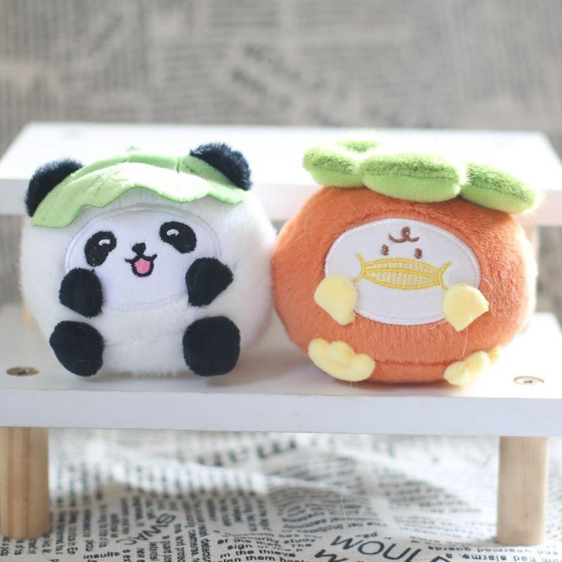 Niedlicher Panda Plüschtier Schlüsselanhänger Kurzplüsch 11cm Höhe Panda und Kaki Design