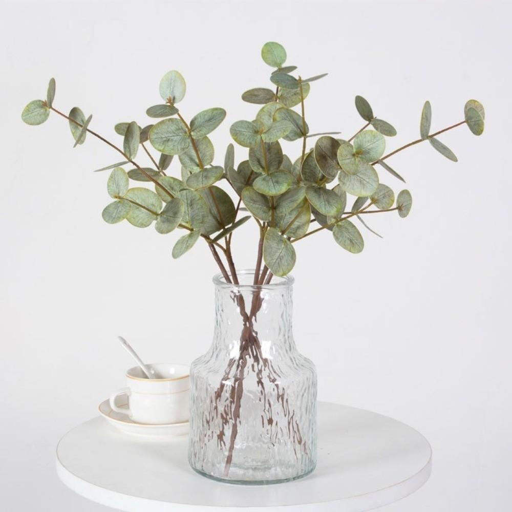 Background Flower Artificial Eucalyptus Plastic Faux Greenery Silk Eucalyptus Leaf  Garden Decor