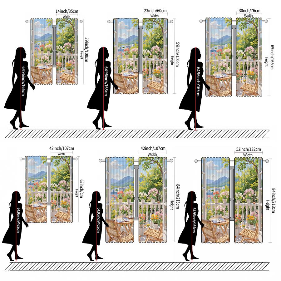 Spring Scenery Printed Curtains Pole Bag Christmas Decorations Home Room Made Of Polyester