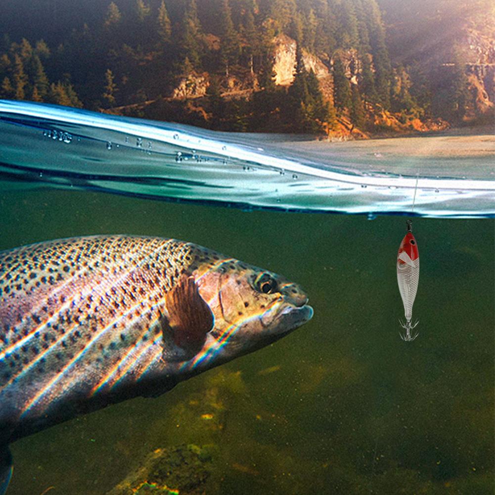 5.7g/8cm Tintenfisch Anlockköder Doppelhaken Lebensechter Tintenfischhaken Angelzubehör Leuchtende Tintenfisch Jig Haken Angelzubehör