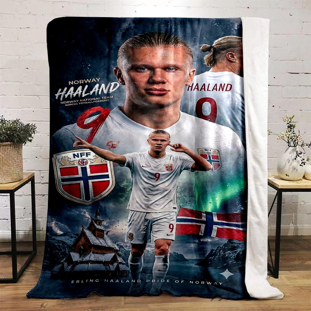 Erling Haaland Norway Football Pride Warm blanket Flannel blanket for bedroom, living room, sofa, and nap sofas