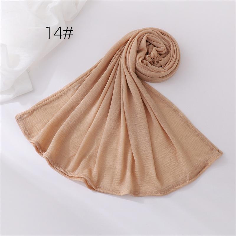 18Color New Ramadan Women's Breathable Wrinkled Solid Color Scarf Muslim Hijabs Soft Shawl Wrap Lady 70*170cm