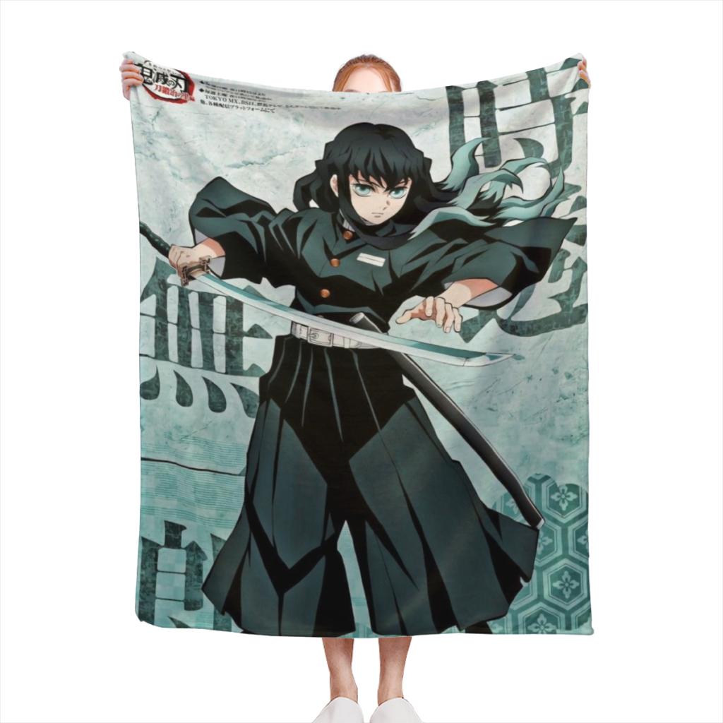 Demon Slayer Microfiber Blanket School Bed Blankets for Winter Luxury Cover Throw Sofa Knee Fluffy Soft Anime Summer & Throws