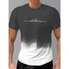 Summer Round Neck 3D Gradient Letters Print Top Fashionable Casual Short Sleeved Men's T-shirts