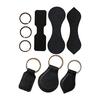 Keychain Kit 3 Types Pack Cowhide Handmade Materials Leather Craft Kit (Black)