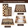 Folding Wooden 3-in-1 Chess, Backgammon & Checkers Tabletop Game