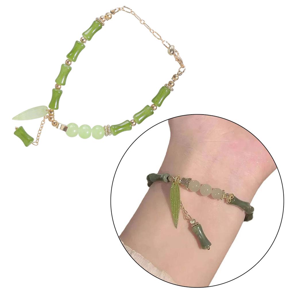 Chinese Style Simulated Bamboo Bracelet Bamboo Joint Bracelet Charm Bracelet Resin Material Wrist Jewelry for Daily Wear