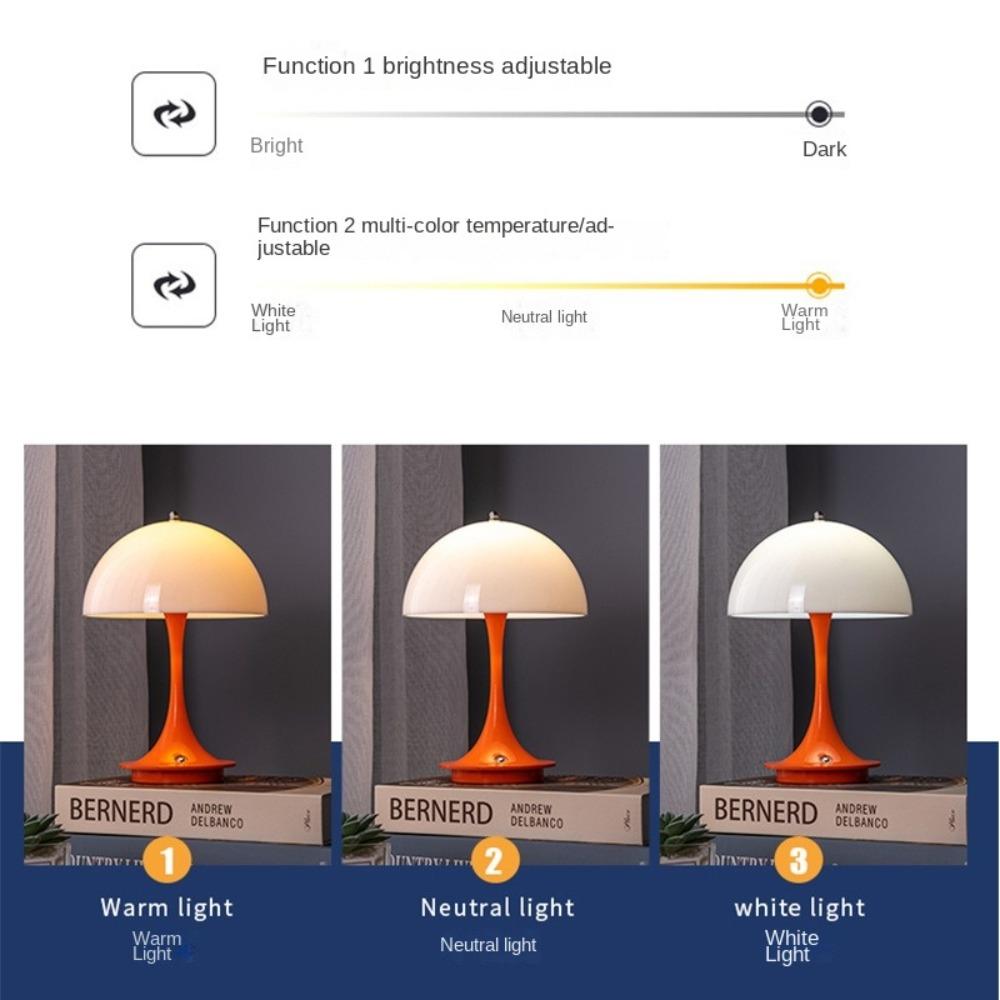 Touch Mushroom LED Table Lamp Cordless Indoor Lighting  for Hotel Bar Coffee