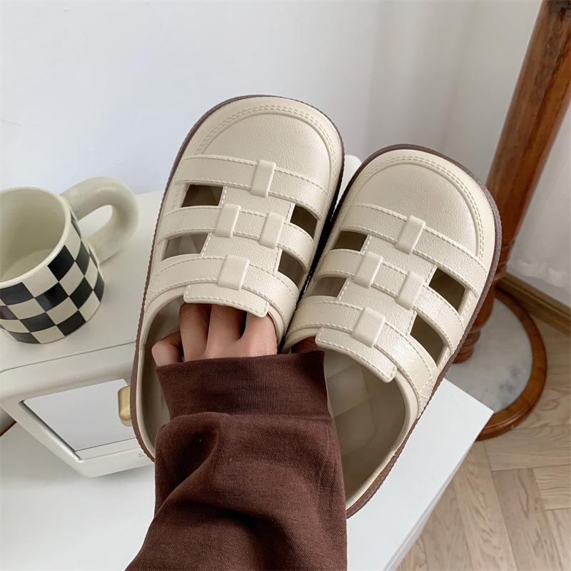 thick-soled hole shoes for women, soft-soled non-slip for outer wear, new beach buns, semi-cool slippers for women in summer