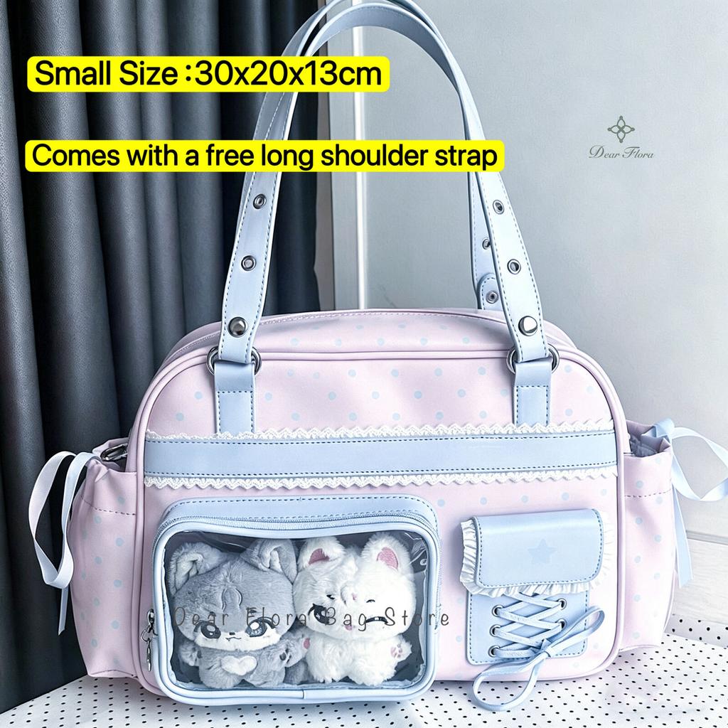 New Y2K Polka Dot Anime Ita Backpacks Large Capacity Crossbody Bag Cute Girls Transparent Shoulder Bag Otaku DIY Display Handbag