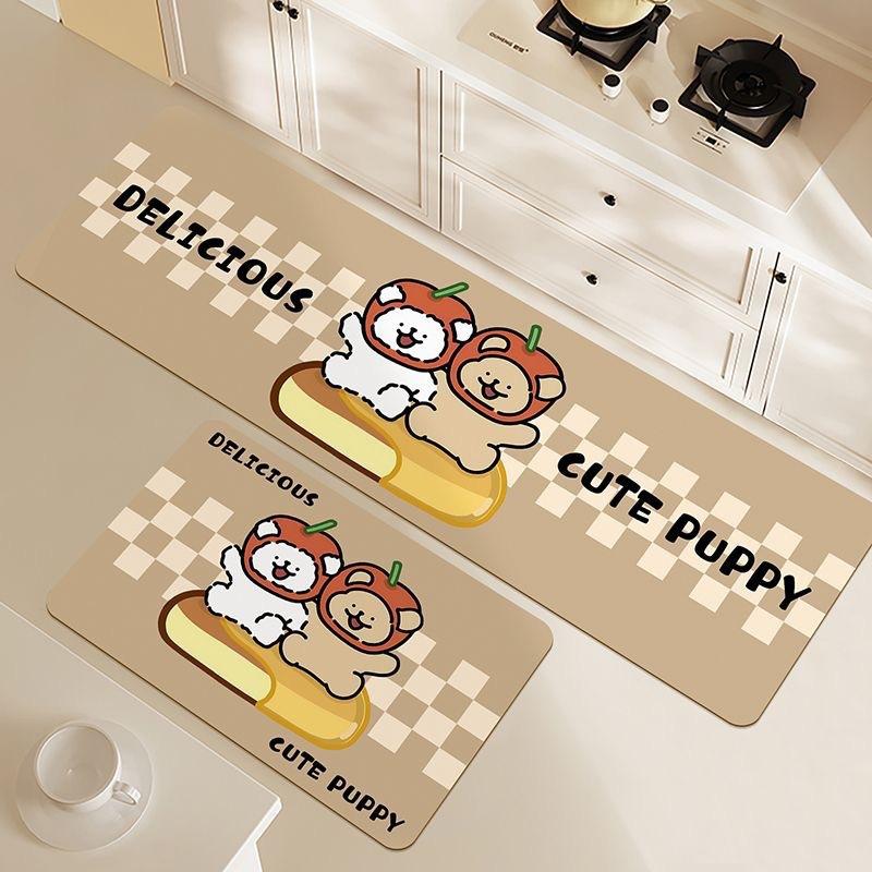 

Диатомовая земля коврик для кухни набор из 2 штук милый дизайн с линиями собаки абсорбирующий грязеотталкивающий легкий в уходе придверный коврик 40 x 60cm
