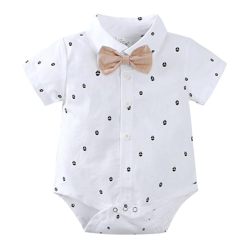 Summer Boys' Baby Gentleman Dress Printed Crawler Clothing Baby Triangle Ha Clothing