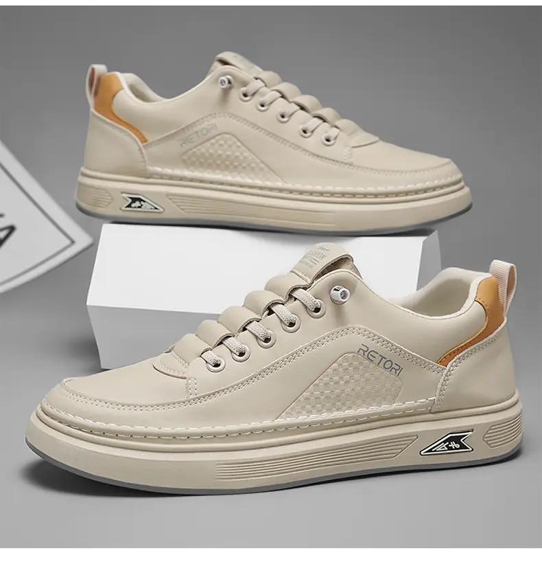 

Новая мужская обувь Высококачественная повседневная обувь для мужчин Дизайнерские кроссовки Masculino Комфортная шнуровка Белая спортивная обувь 39 бежевый