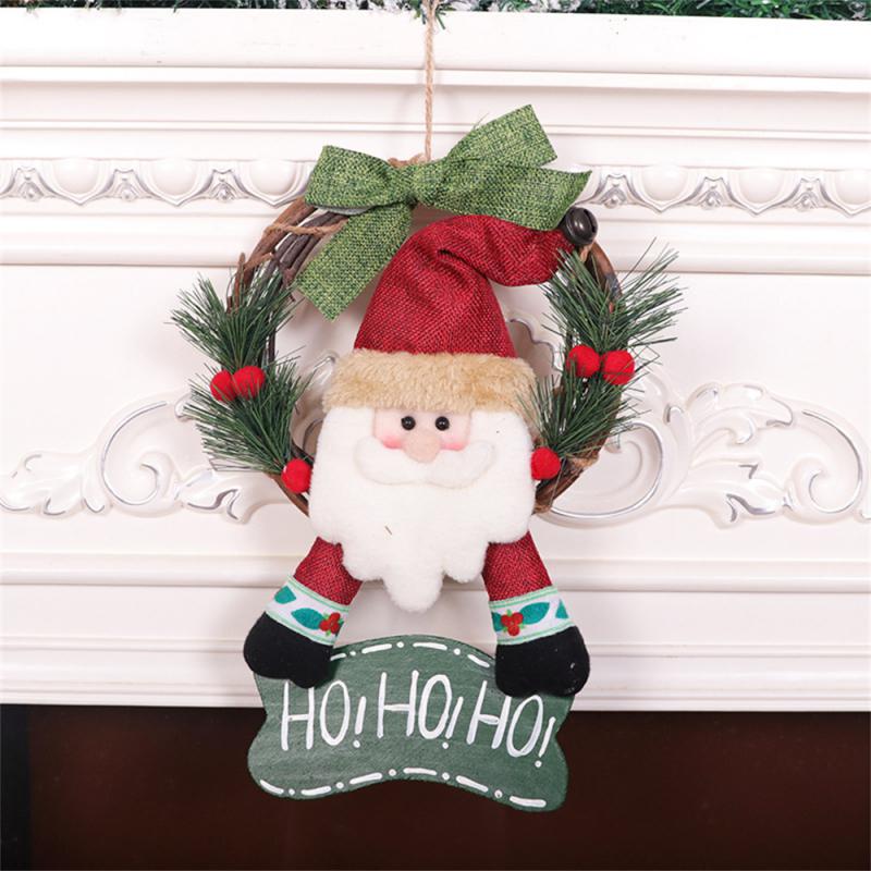 Christmas Wreath Garlands Santa Claus Snowman Hanging Garland for 2025 New Year 2024 Xmas Navidad Decoration Ornaments