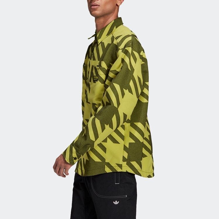 Adidas Originals Fashion Long Sleeve Sports Shirt With Contrast Collar Men Tops Green GD9343