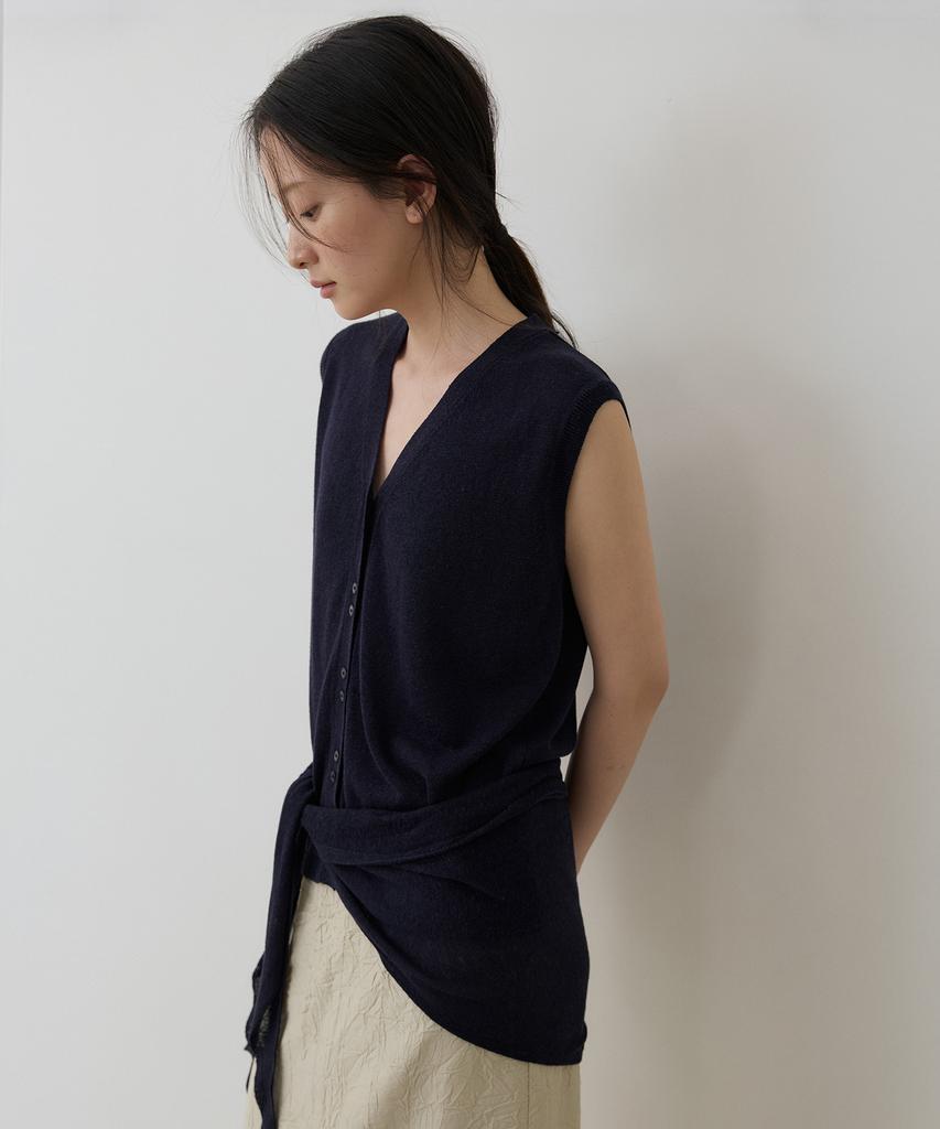 TOWAV Ella Scarf Knit Vest_Navy