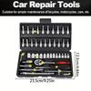 46pcs Premium Ultimate Automotive Repair Tool Set - High Torque Chrome Vanadium Steel Kit for Car, Bicycle, and Motorcycle Maintenance