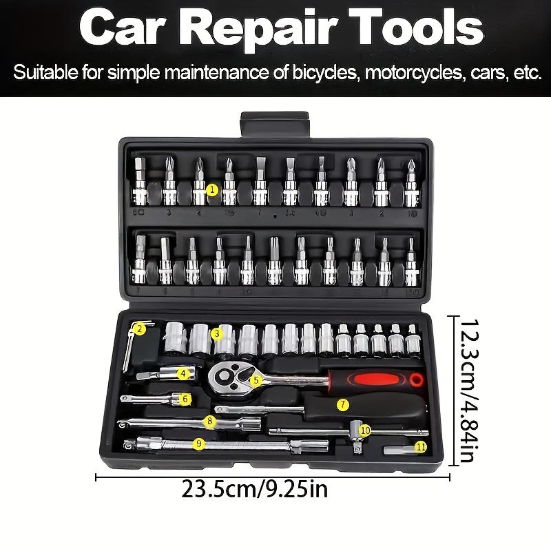 46pcs Premium Ultimate Automotive Repair Tool Set - High Torque Chrome Vanadium Steel Kit for Car, Bicycle, and Motorcycle Maintenance