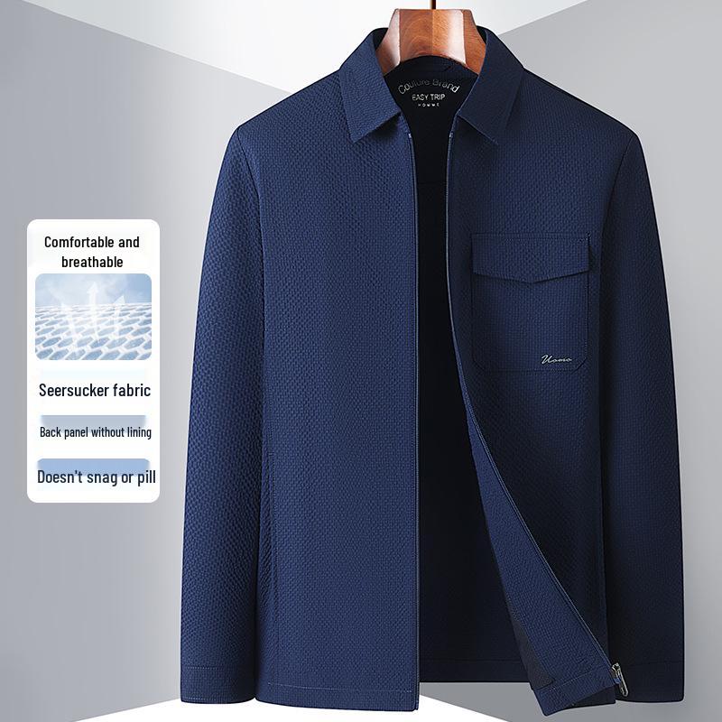 High-End Spring Business Casual Jacket - Turn-Down Collar, Zipper, Lightweight Executive Workwear