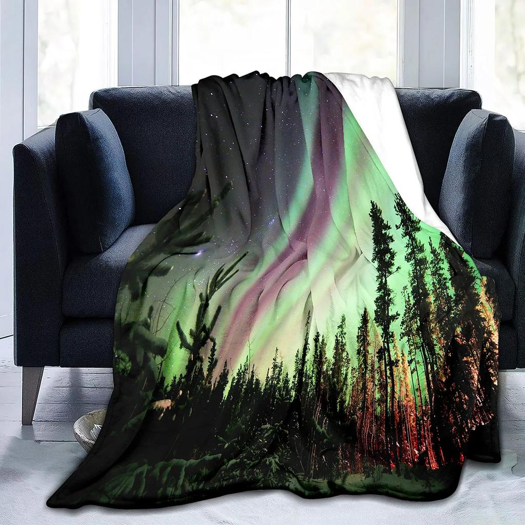 Coperta Ponderata Aurora Boreale King Queen Size Bella Coperta con Motivo Luminoso Calda Leggera Super Morbida per Divano Divanetto Letto