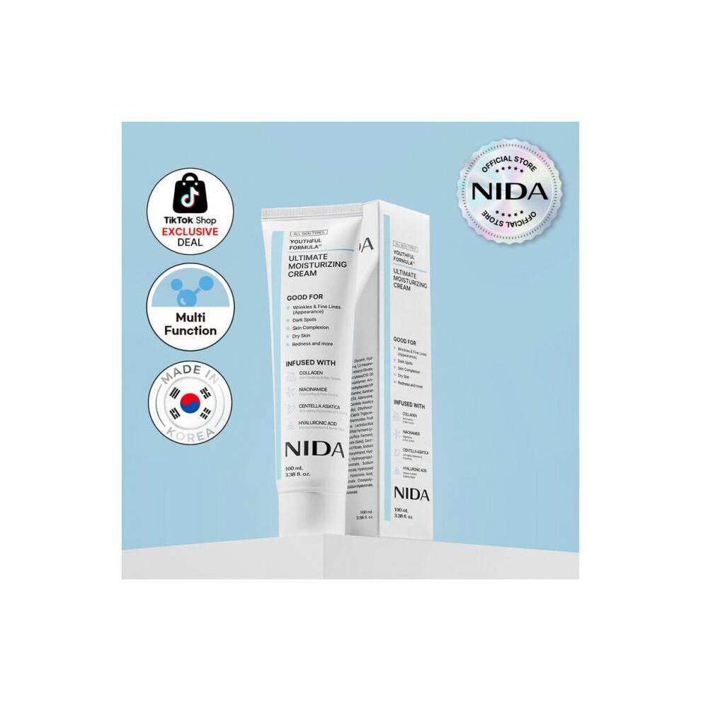 NIDA Youthful Formula Ultimate Moisturizing Cream (100mL) / Collagen, Niacinamide, Centella Asiatica, Hyaluronic Acid / Wrinkles, Dark Spots, Skincare
