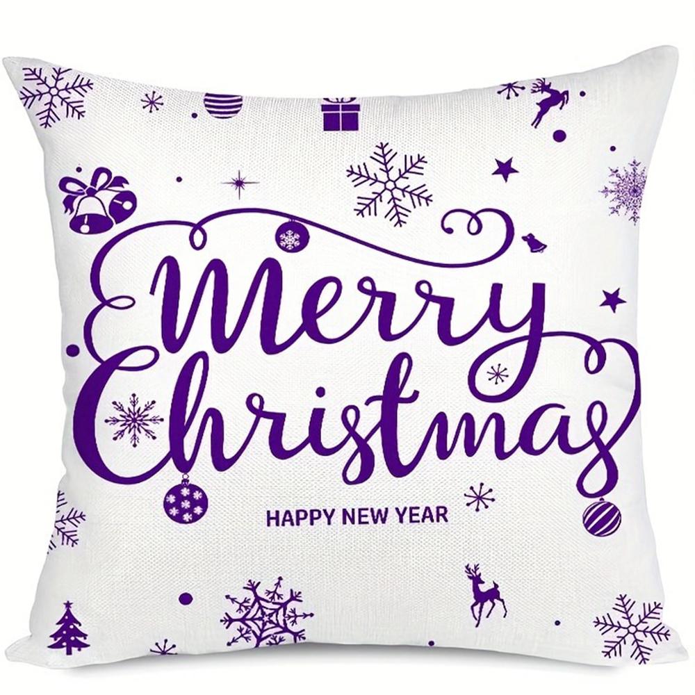 Фиолетовая наволочка с рождественской тематикой для украшения дома, праздника, вечеринки, подходит для комнаты, гостиной, дивана, наволочки 40x40cm
