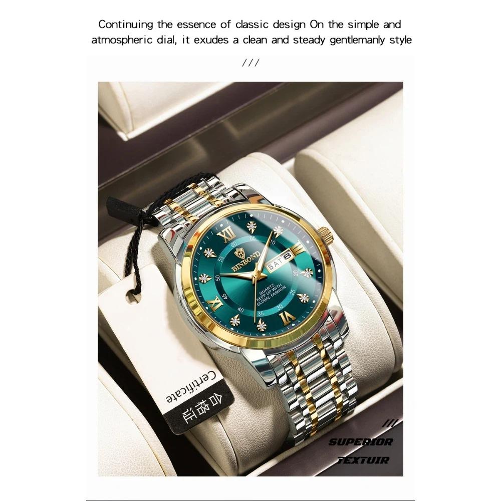 BINBOND Top Brand Luxury Fashion Watch Men 3ATM Waterproof Date Clock Sport Watches Mens Quartz Wristwatch