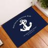 1Pc White Anchor & Navy Blue Nautical Washable Door Mat Non Slip Entrance Floor Carpet Easy To Clean Hallway Bath Kitchen Rug