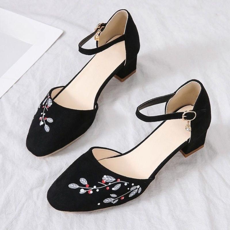 

Baotou Sandals - New Style Single-Button Multi-Functional Platform Women s High-Heeled Shoes 34 чёрный