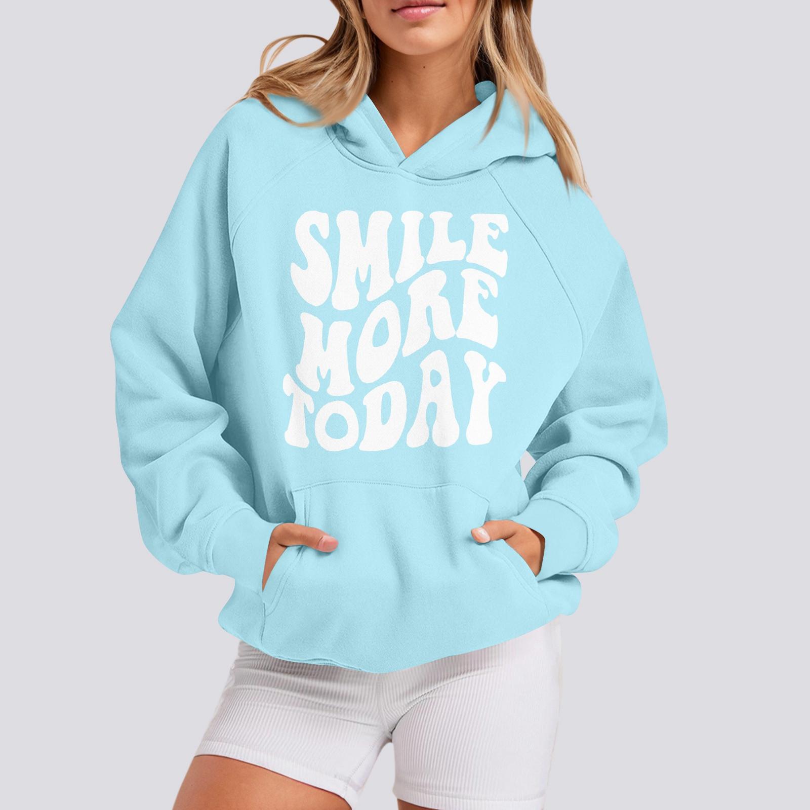 

Толстовки для девочек-подростков с длинным рукавом и принтом букв, повседневные графические толстовки с капюшоном, пуловер с завязками, симпатичная толстовка большого размера S