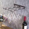 Hanging Metal Wine Cup Rack Bar Double Stemware Glass Bottle Goblet Inverted Holder