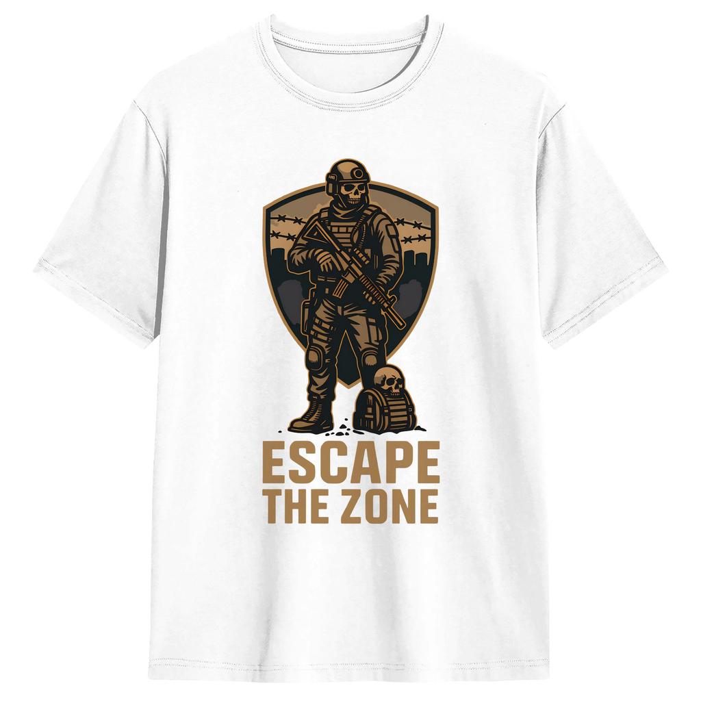 Unisexs T Shirt Escape the Zone Tactical TShirts Hippie Summer Tee Shirt Y2K Retro 100 Cotton Tops Gift