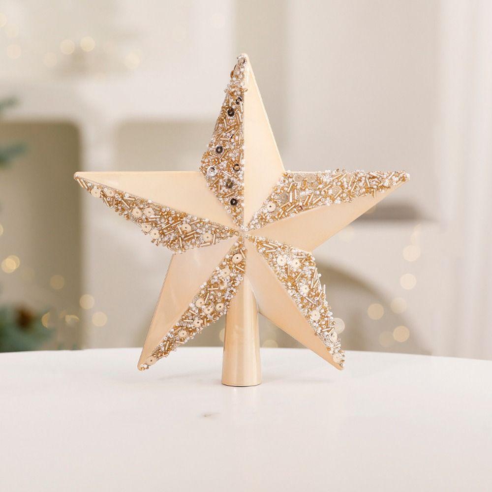 Creative Colorful Christmas Tree Topper Star Glitter Reusable Tree Topper Pentagram Plastic Christmas Tree Ornament Hotel Mall