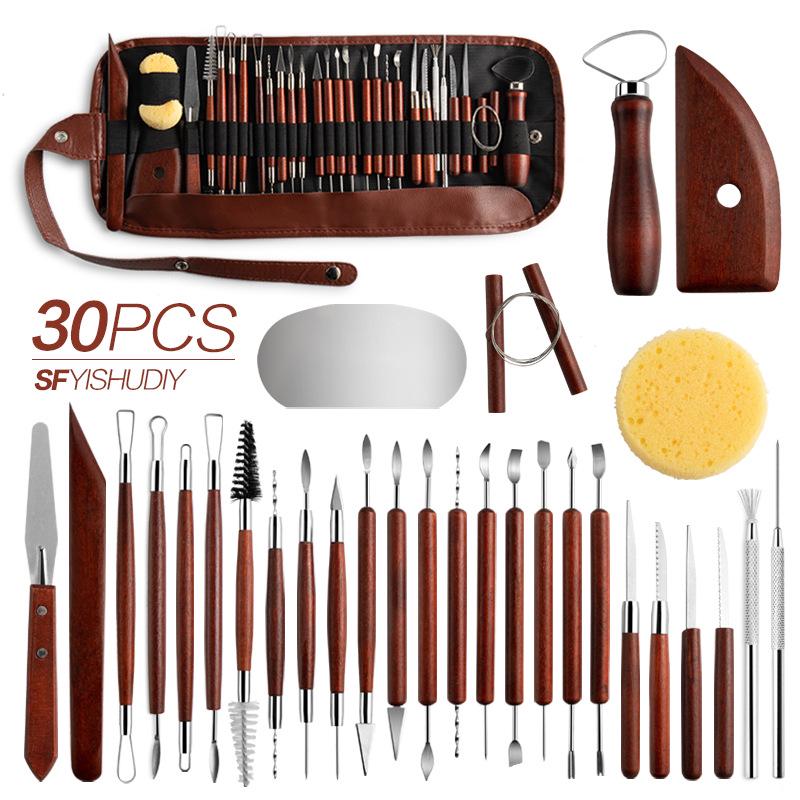 8-Piece Ceramic Pottery Tool Set: Trimming, Carving, Knife, Punch, Needle, Flat Wire, Clay Sculpting Tools