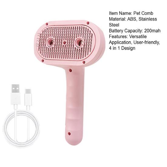 Cat Steam Brush for Grooming And Shedding Self-Cleaning Pet Comb with Mist Spray 4 In 1 Rechargeable Deshedding Tool for Dogs Cats Long Short