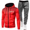 Herren Einfarbige Fleece Kapuzen Trainingsanzug Set Langarm Reißverschluss Oberteil Hose Sport Freizeit Outfit