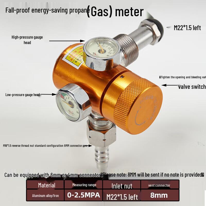 Pure Copper Gas Pressure Regulator & Gauge