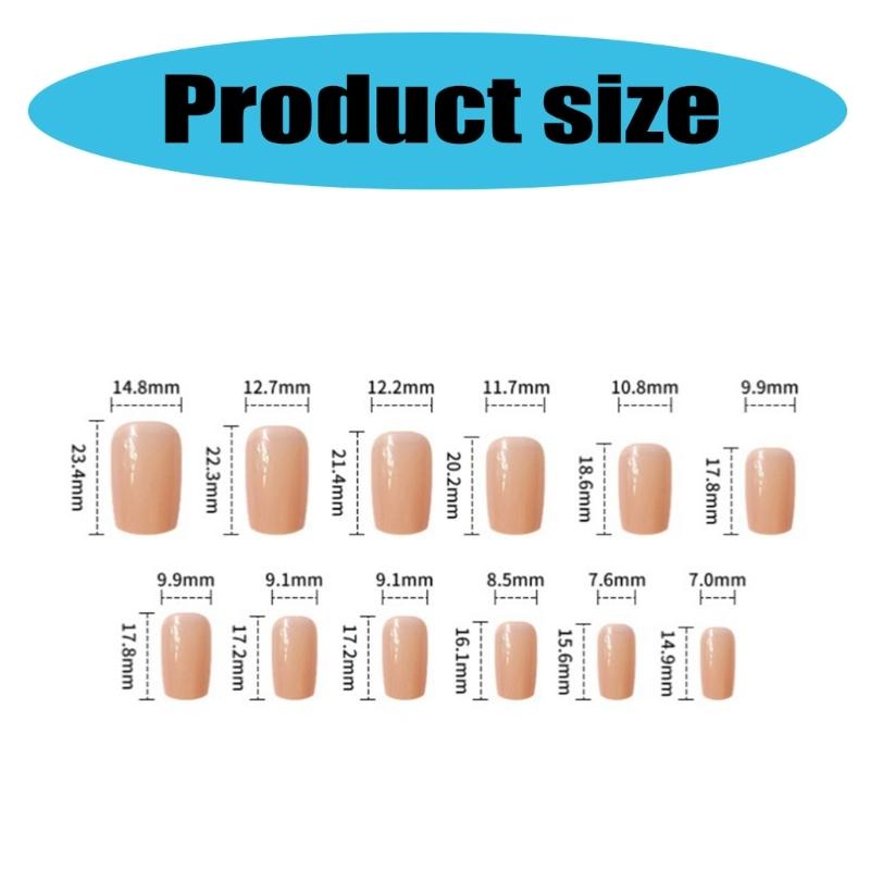 Square Press on Nail French Tip Fake Nail Glues on Nail Leaves Artificial Nail