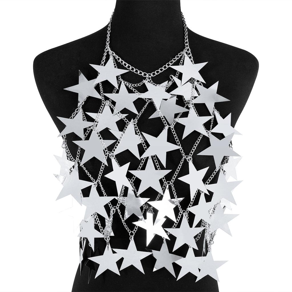 Exaggerated Star Sequins Splicing Chest Ornaments Sexy Creative Street Shot Hollow Chain Neck Body Chain