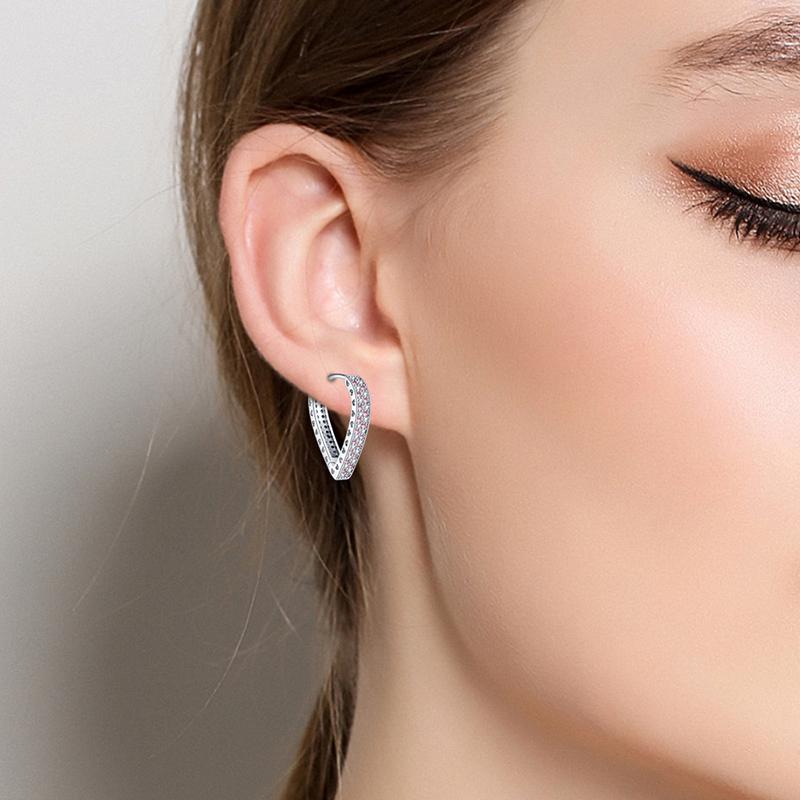 925 Sterling Silver Sweet Lovely Love Heart Series Jewelry Fashion Zircon Circle Hoop Earrings for Women Jewelry Gift Accessory