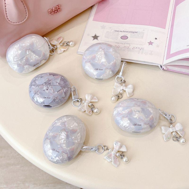 

Защитный чехол 5i Zhizhen Edition Freeclip Заушный клип SE2 Бант Freebudspro3 Чехол для Bluetooth-гарнитуры 4e Ударопрочный жесткий чехол SE3 Прозрачный белый Huawei FreeBuds 6 [Shell pattern-Bows] + ornaments