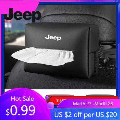 For Jeep Car Carton Auto Tissue Bag Seat Back Hanging Box Accessories For Jeep Renegade Compass Grand Cherokee Wrangler JK Pa