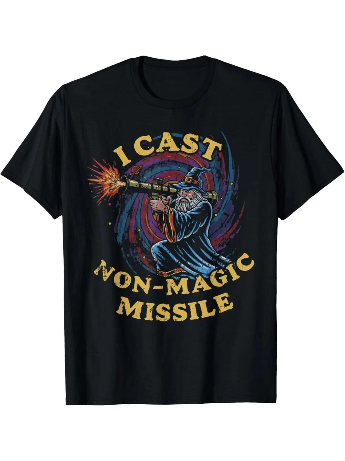 I Cast Non-Magic Missile Funny Wizard Parody Meme T-Shirt, Casual Crew Neck Shor S