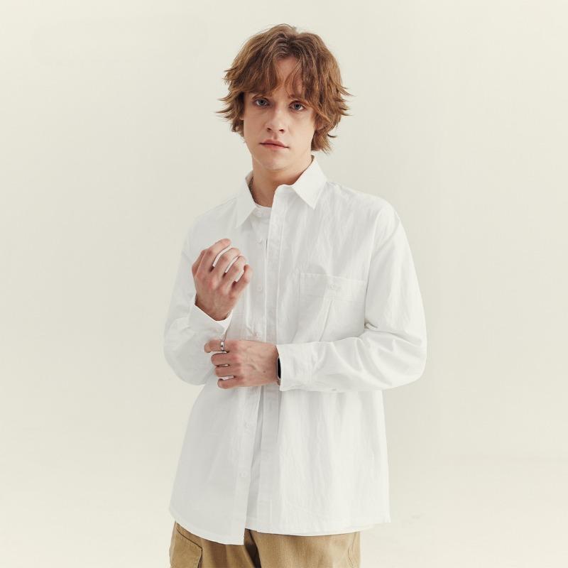 Spring and Autumn New Men's Solid Color Business Commuter Simple Long Sleeve Shirt