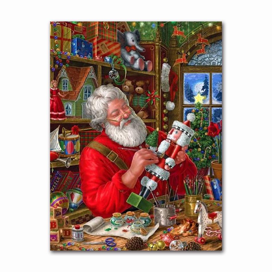 Happy New Year Christmas Series Canvas Painting Santa Lantern Posters and Prints Modern Wall Art Picture Bedroom Decoration