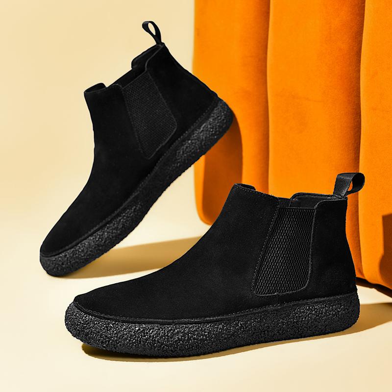 Fashion 2025 New Youth Teenage Chelsea Boots Leisure Walk Man Basic Boots Men Slip on Leather Ankle Boots Versatile Mens Casual Footwear